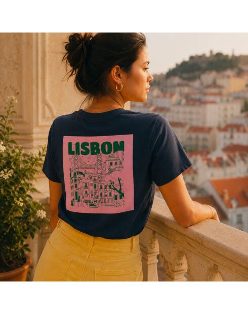 Marineblauw T-shirt van katoen in marineblauw Lissabon