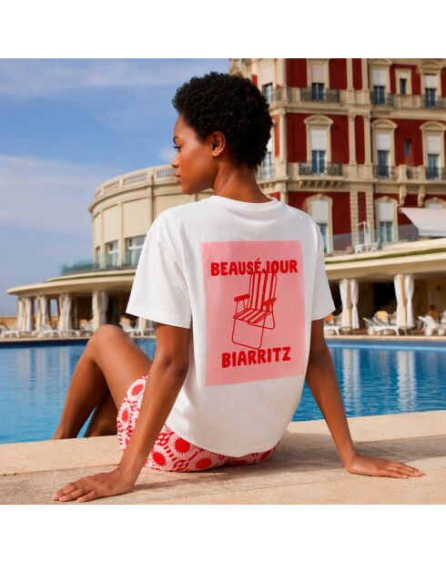 Weißes Biarritz-Baumwoll-T-Shirt