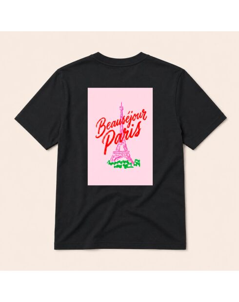 Schwarzes Eiffelturm-Baumwoll-T-Shirt