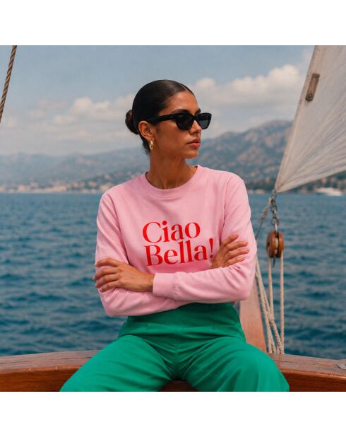 Roze katoenen sweatshirt Ciao Bella