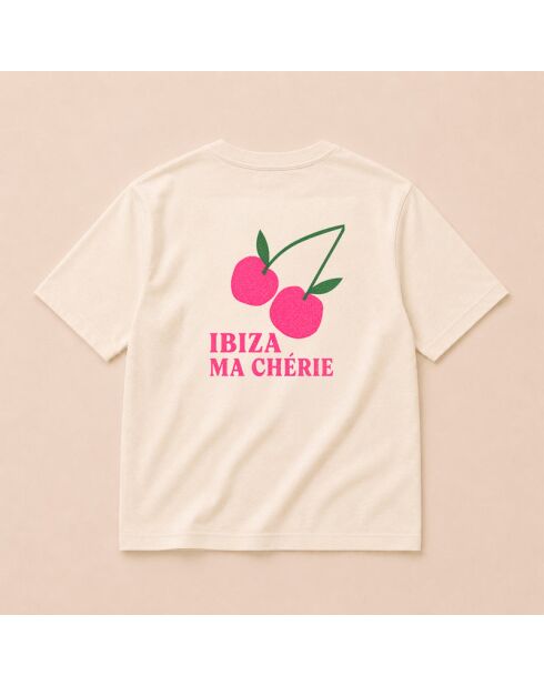 Cremefarbenes Baumwoll-T-Shirt Ibiza Ma Chérie