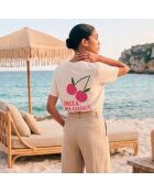 Cremefarbenes Baumwoll-T-Shirt Ibiza Ma Chérie
