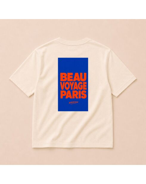 T-shirt Beauvoyage Paris in cotone crema