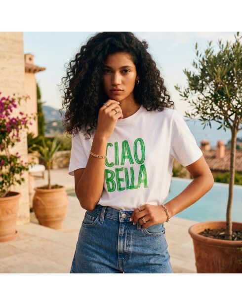 Ciao Bella weißes Baumwoll-T-Shirt