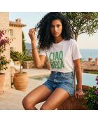 Ciao Bella weißes Baumwoll-T-Shirt
