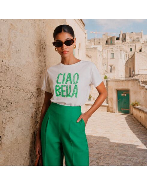Ciao Bella weißes Baumwoll-T-Shirt