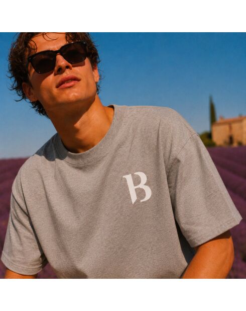 Boxy Gris signature grijs katoenen t-shirt