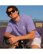 Boxy-Baumwoll-T-Shirt mit Lavendel-Signatur