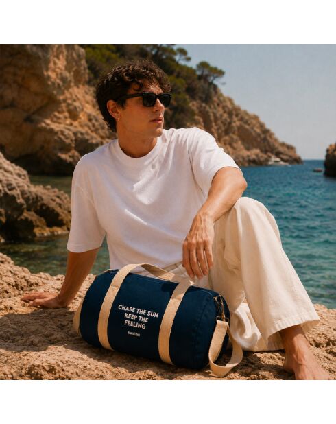 Gym Bag en coton pour homme bleu marine - 45x25x25 cm