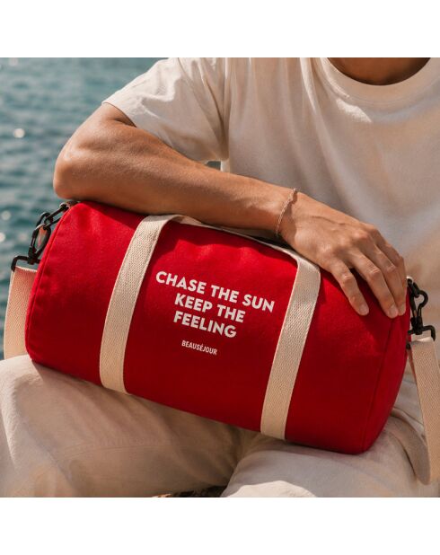 Gym Bag en coton pour homme rouge - 45x25x25 cm