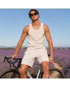 Cremefarbenes Tanktop Signature B aus Baumwolle