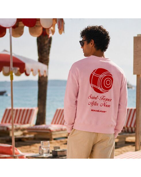 Sweatshirt en coton Pétanque rose