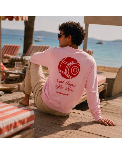 Sweatshirt en coton Pétanque rose