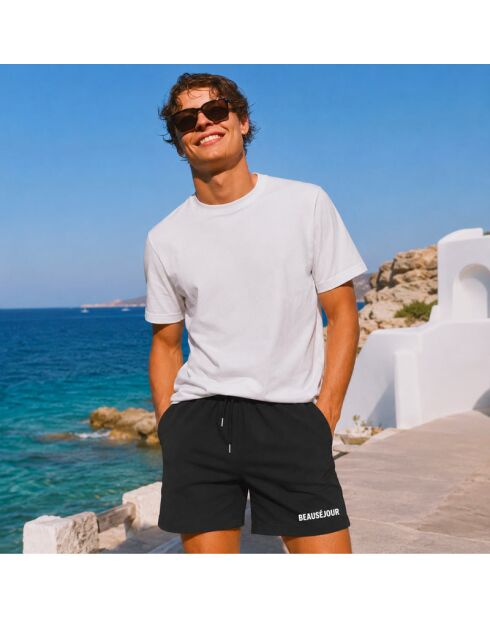 Short en coton noir