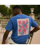 Hellblaues Baumwoll-T-Shirt Paris En Fleurs