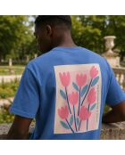 Hellblaues Baumwoll-T-Shirt Paris En Fleurs
