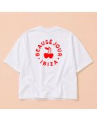 Weißes Baumwoll-T-Shirt Boxy Ibiza