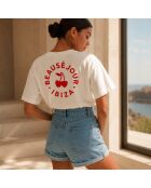 Weißes Baumwoll-T-Shirt Boxy Ibiza