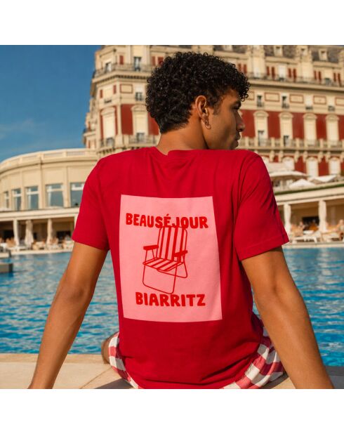 T-shirt Bonsoir Biarritz rossa in cotone