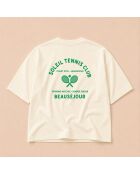 Boxy T-shirt van crèmekleurig katoen voor tennisclubs