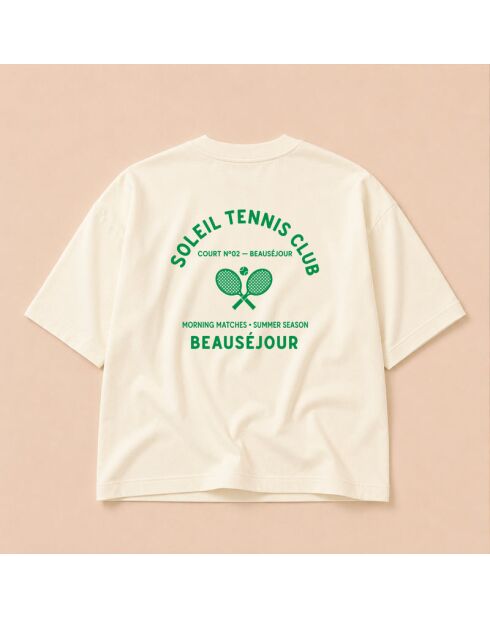 Boxy T-shirt van crèmekleurig katoen voor tennisclubs