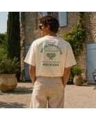 Boxy T-shirt van crèmekleurig katoen voor tennisclubs