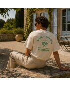 Boxy T-shirt van crèmekleurig katoen voor tennisclubs