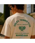 Boxy T-shirt van crèmekleurig katoen voor tennisclubs
