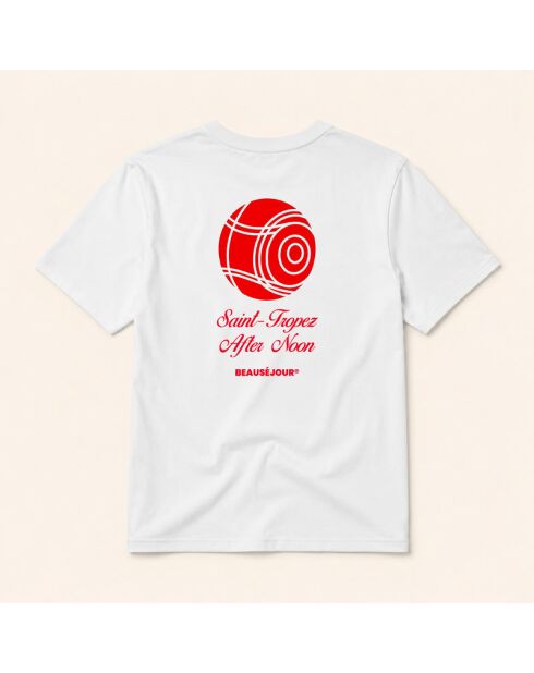 T-shirt bianca in cotone Pétanque