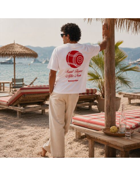 T-shirt bianca in cotone Pétanque