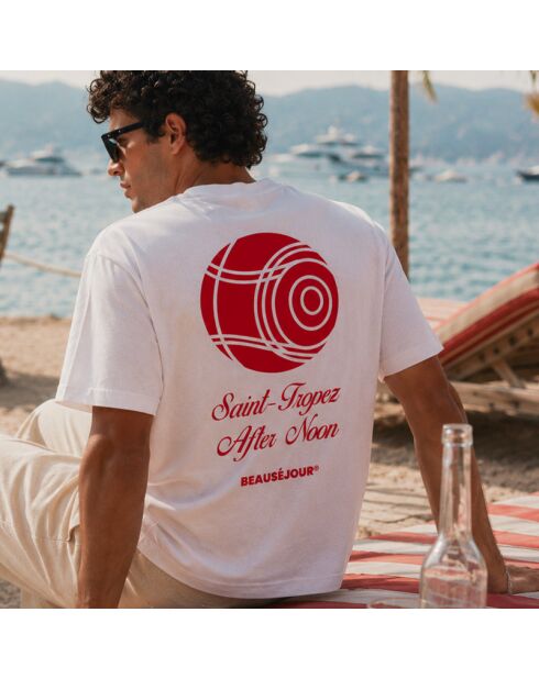 T-shirt bianca in cotone Pétanque