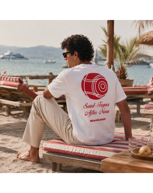 T-shirt bianca in cotone Pétanque