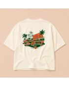 Boxy Hotel T-shirt van crèmekleurig katoen