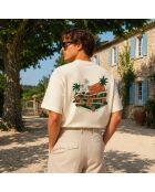 Boxy Hotel T-shirt van crèmekleurig katoen