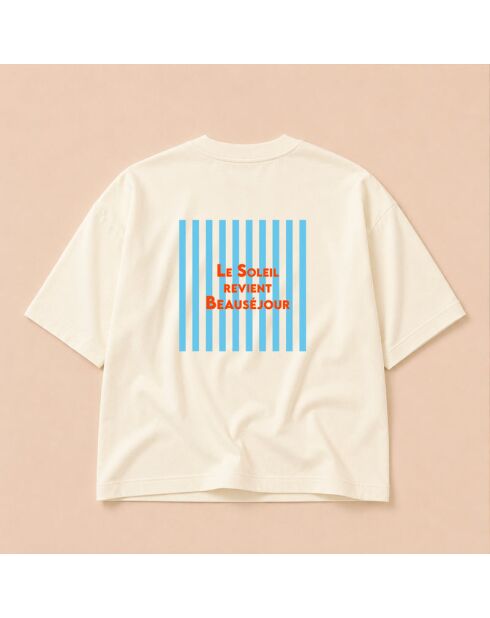 Boxy T-shirt van crèmekleurig katoen Le Soleil