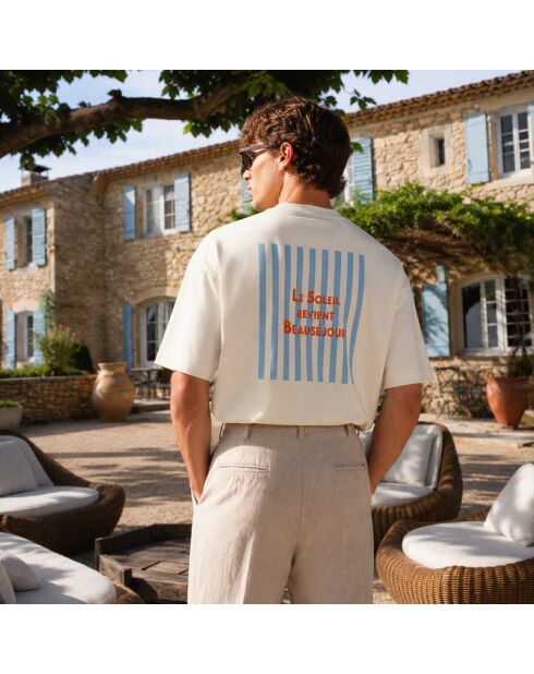 Boxy T-shirt van crèmekleurig katoen Le Soleil