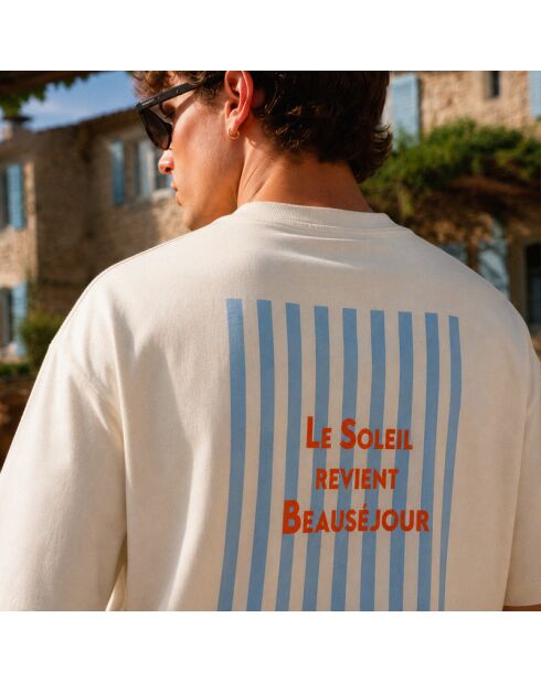 Boxy T-shirt van crèmekleurig katoen Le Soleil