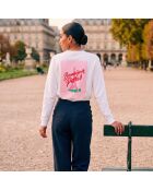Witte katoenen sweater met Eiffeltoren