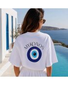 Wit Mykonos wit boxy-katoenen T-shirt