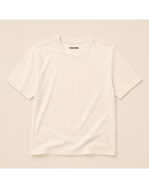 T-shirt van crèmekleurig katoen Bonjour Paris
