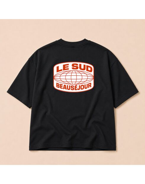 T-shirt Boxy Le Sud nera in cotone