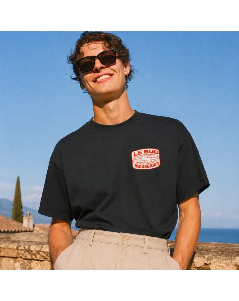 T-shirt Boxy Le Sud nera in cotone