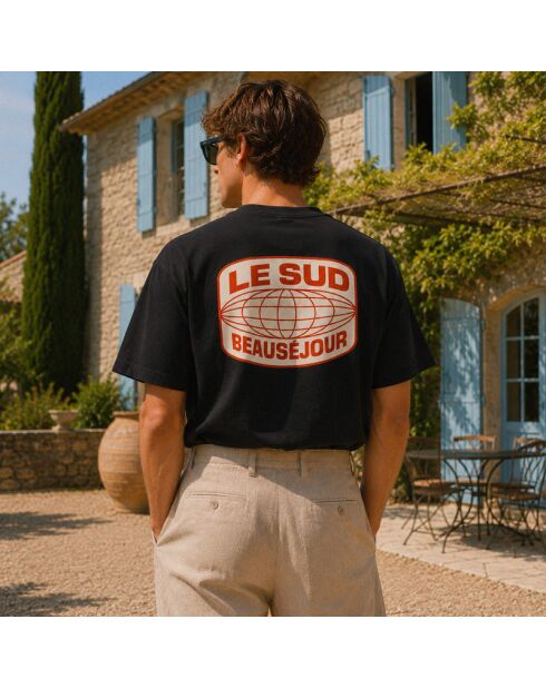 T-shirt Boxy Le Sud nera in cotone