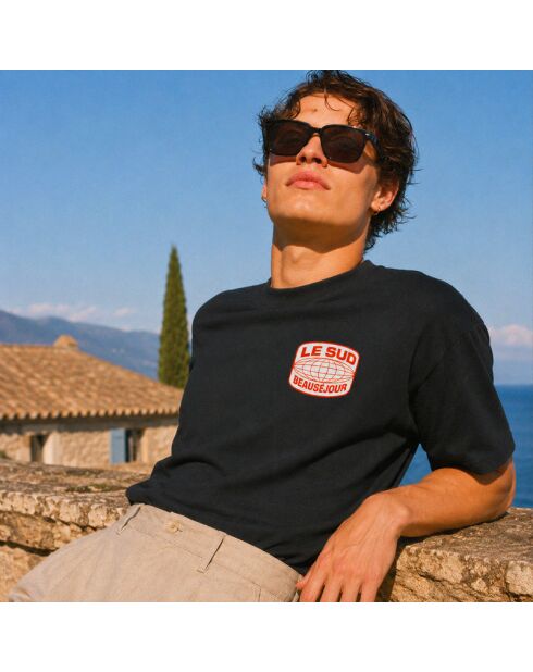 T-shirt Boxy Le Sud nera in cotone