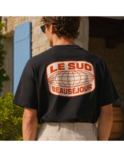 T-shirt Boxy Le Sud nera in cotone