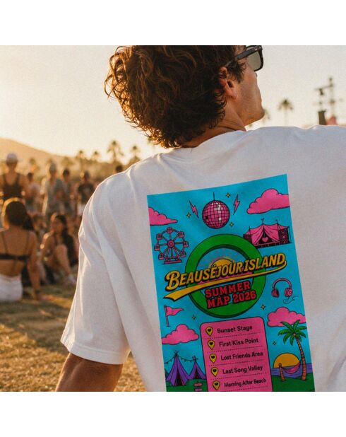 Boxy Summer Map wit katoenen T-shirt