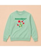 Sweatshirt van groen katoen met bloemen