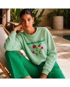 Sweatshirt van groen katoen met bloemen
