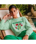 Sweatshirt van groen katoen met bloemen