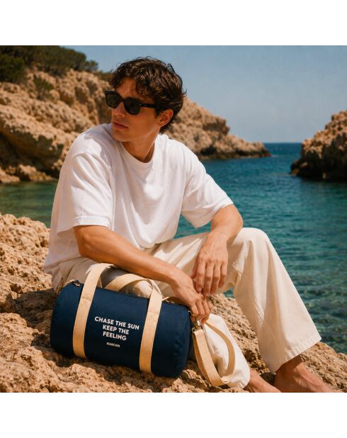 Gym Bag en coton pour femme bleu marine - 45x25x25 cm